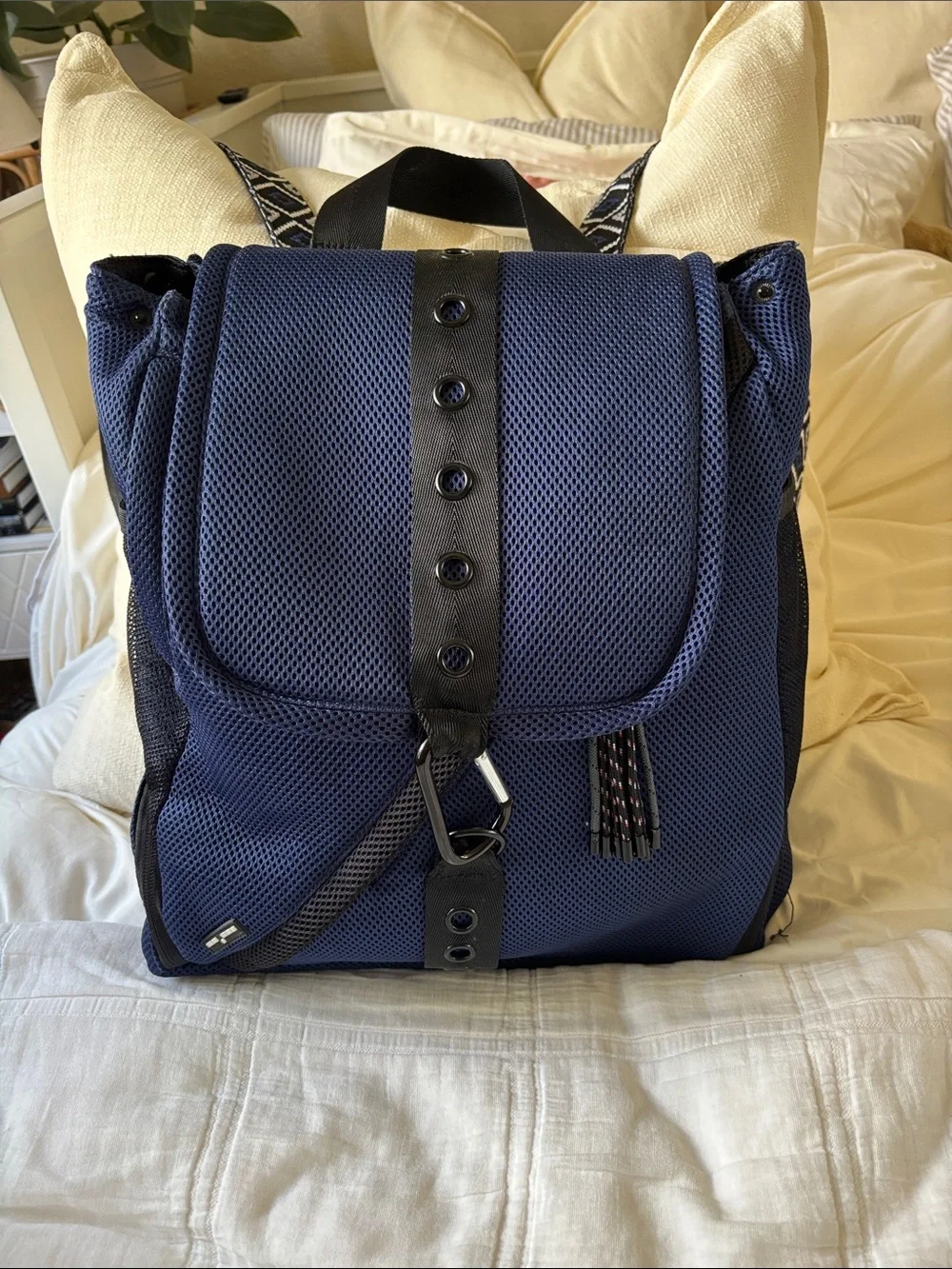 Women's Navy Mesh Backpack - Stylish Everyday Carry